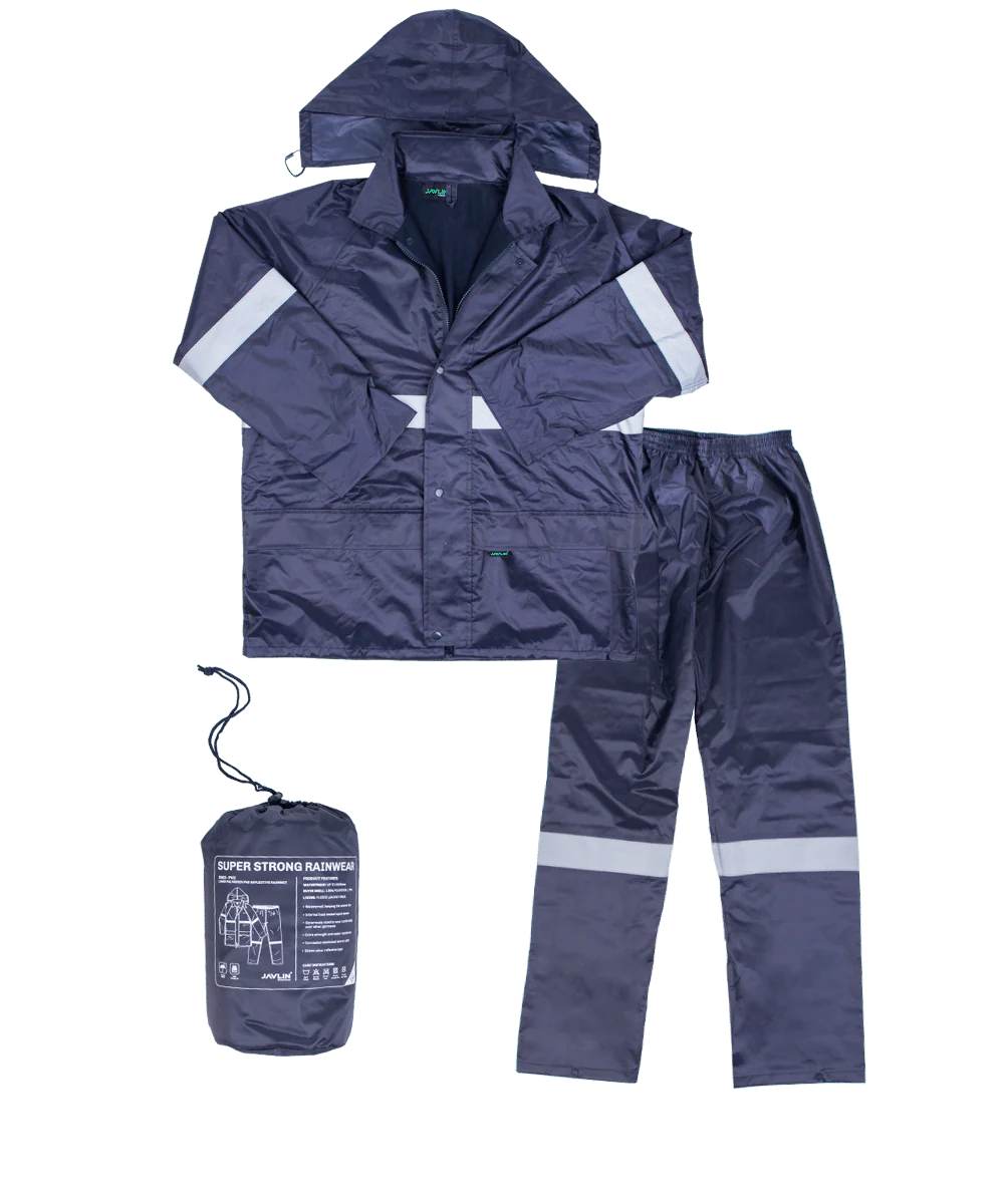 Polyester Lined PVC Reflective Rain Suit Javlin